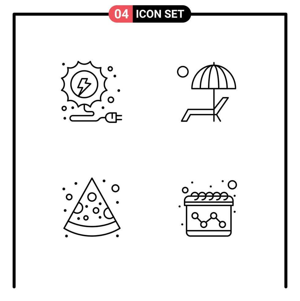 Stock Vector Icon Pack mit 4 Zeilen Zeichen und Symbolen für Strom Stück Beanch genießen Sie die Werbung für editierbare Vektordesign-Elemente