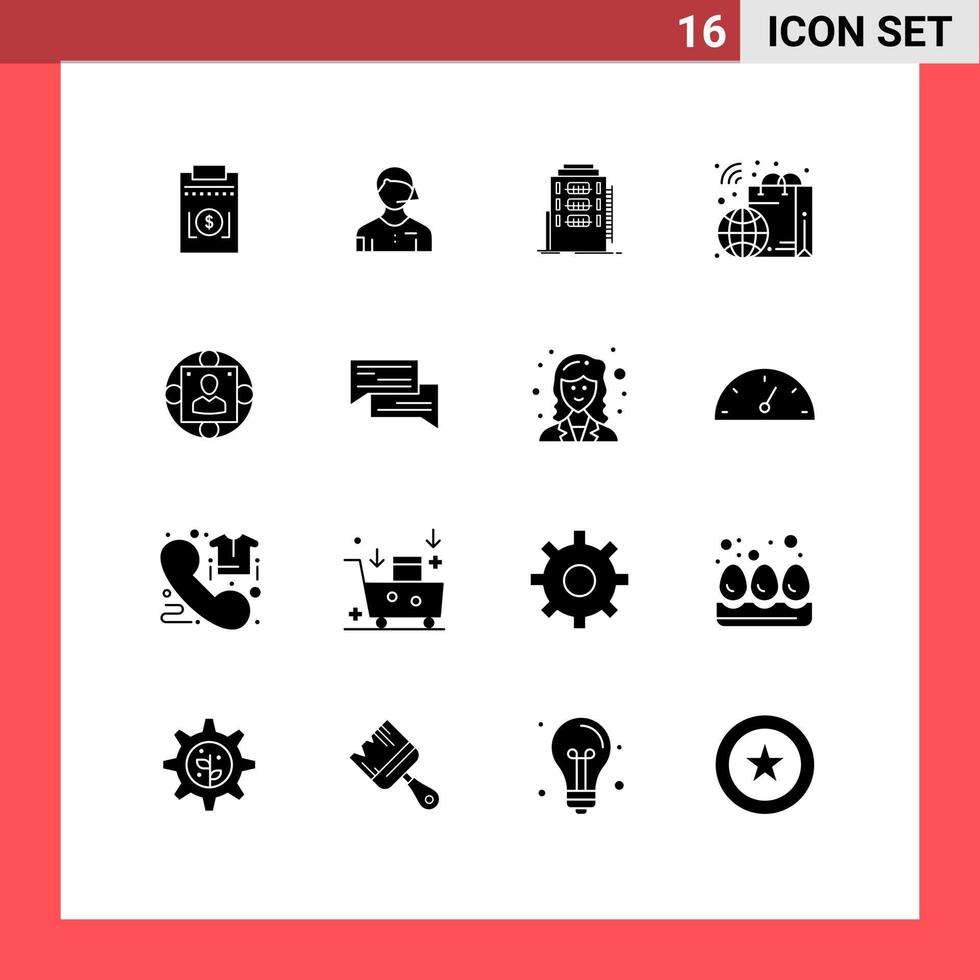 fast glyf packa av 16 universell symboler av smart detaljhandeln domare väska vandrarhem redigerbar vektor design element