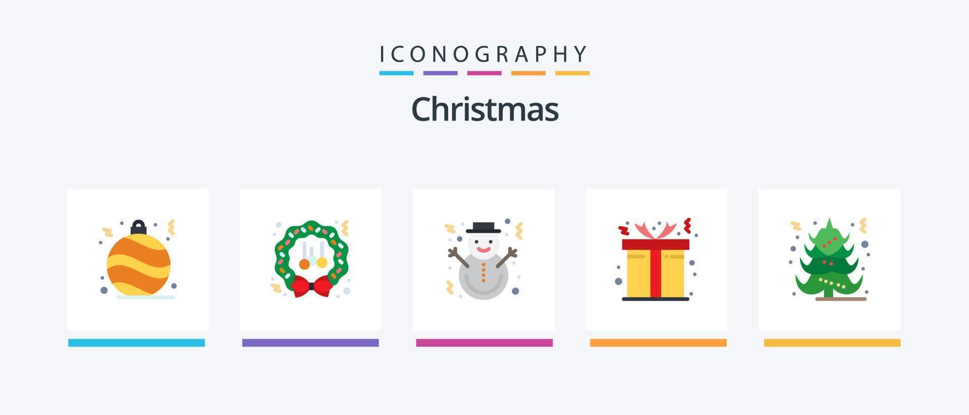 Christmas Flat 5 Icon Pack inklusive Baum. Geschenk. Weihnachten. Weihnachten. Lebkuchen. kreatives Symboldesign vektor