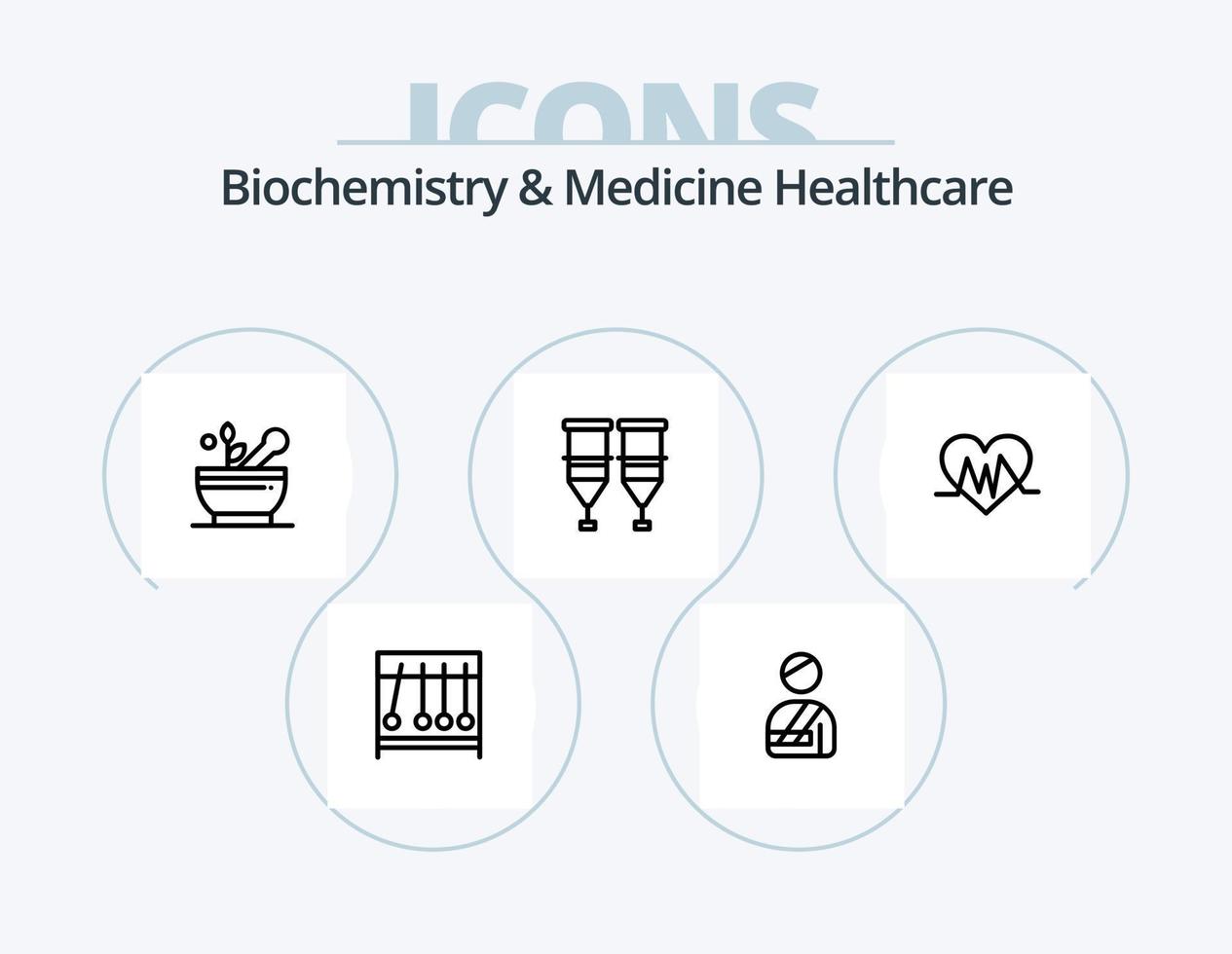 biokemi och medicin sjukvård linje ikon packa 5 ikon design. medicinsk. piller . luft. medicin. hälsa vektor