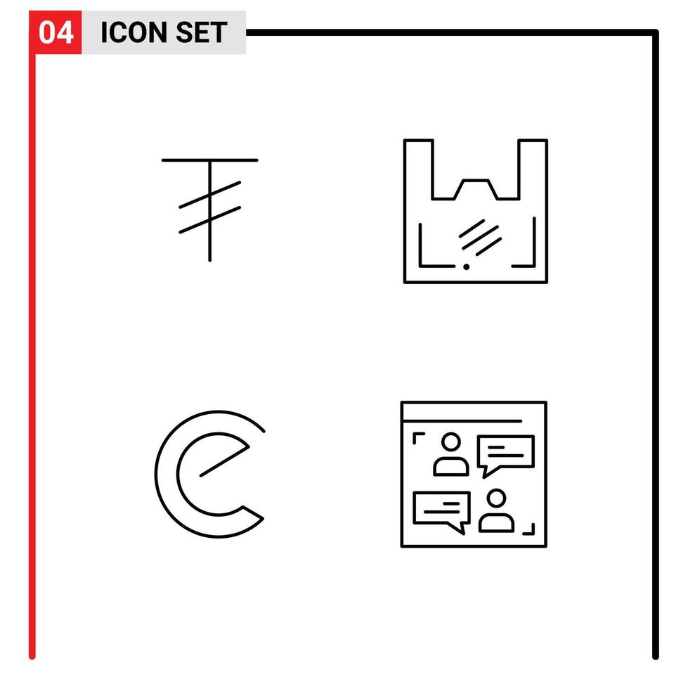 4-zeiliges Konzept für mobile Websites und Apps tugrik Coin Bag Shopper Kryptowährung editierbare Vektordesign-Elemente vektor