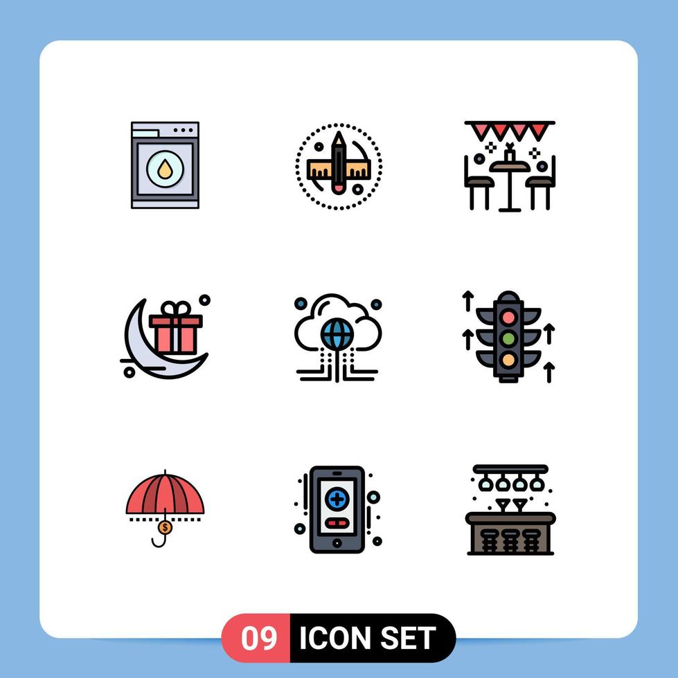 universell ikon symboler grupp av 9 modern fylld linje platt färger av moln festival firande firande fest redigerbar vektor design element