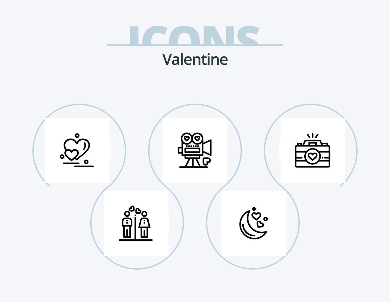 Valentine Line Icon Pack 5 Icon-Design. Junge. Frauen. Film. Männer. Datum vektor