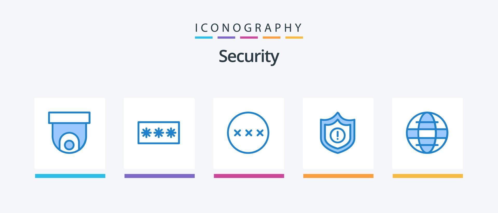 Security Blue 5 Icon Pack inklusive Internet. Warnung. Stift. Sicherheit. Sicherheit. kreatives Symboldesign vektor