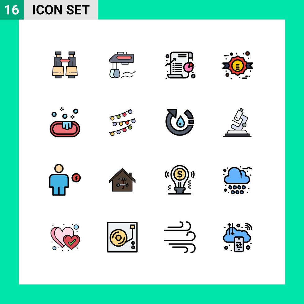 modern uppsättning av 16 platt Färg fylld rader pictograph av tvål rabatt företag handel statistisk redigerbar kreativ vektor design element