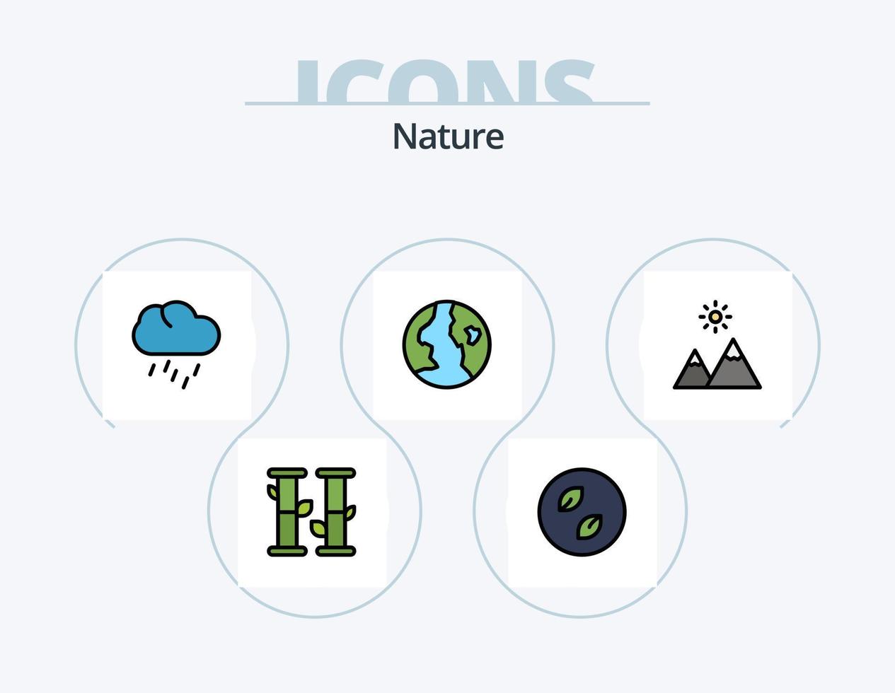 Naturlinie gefüllt Icon Pack 5 Icon Design. Baum. Natur. Jahreszeit. Wald. Wetter vektor