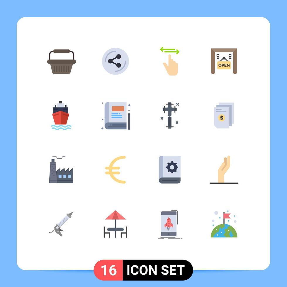 Stock Vector Icon Pack mit 16 Linienzeichen und Symbolen für Transportschiffsgesten Shop E-Commerce editierbares Paket kreativer Vektordesign-Elemente