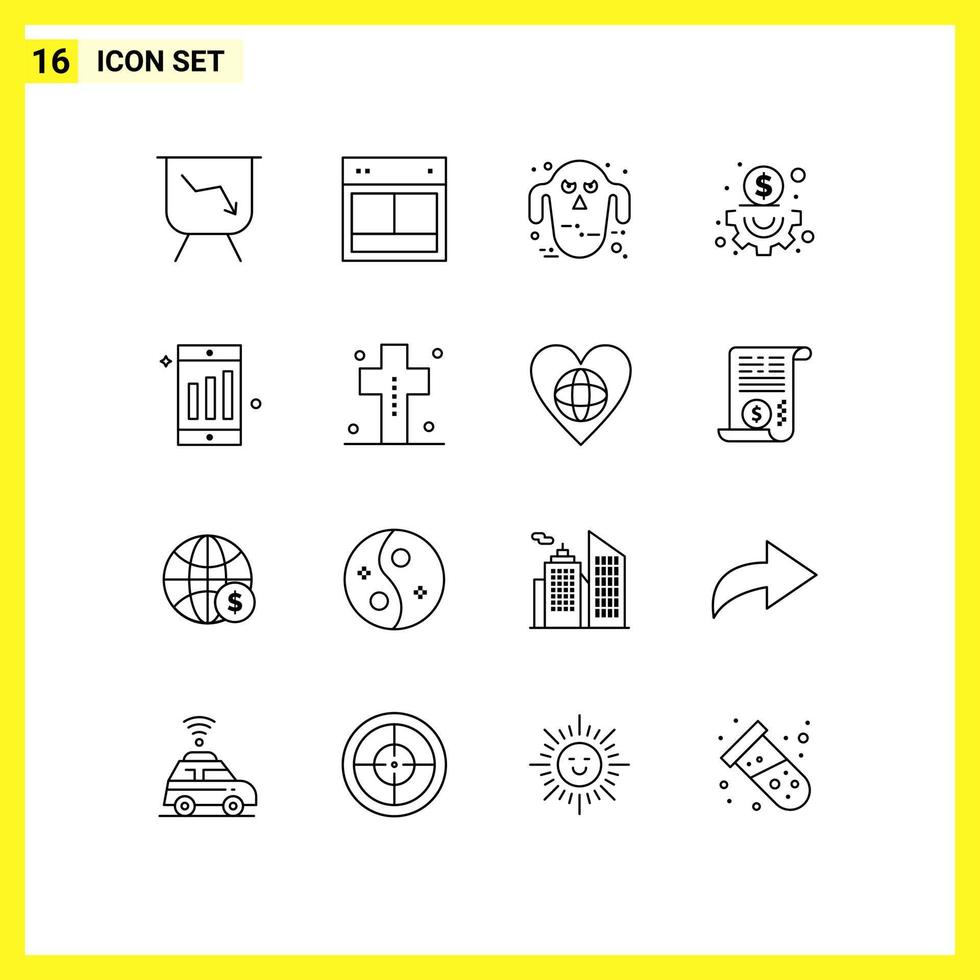 16 kreative Symbole, moderne Zeichen und Symbole von Diagrammen, mobile Ghost-Management-Geschäft, editierbare Vektordesign-Elemente vektor