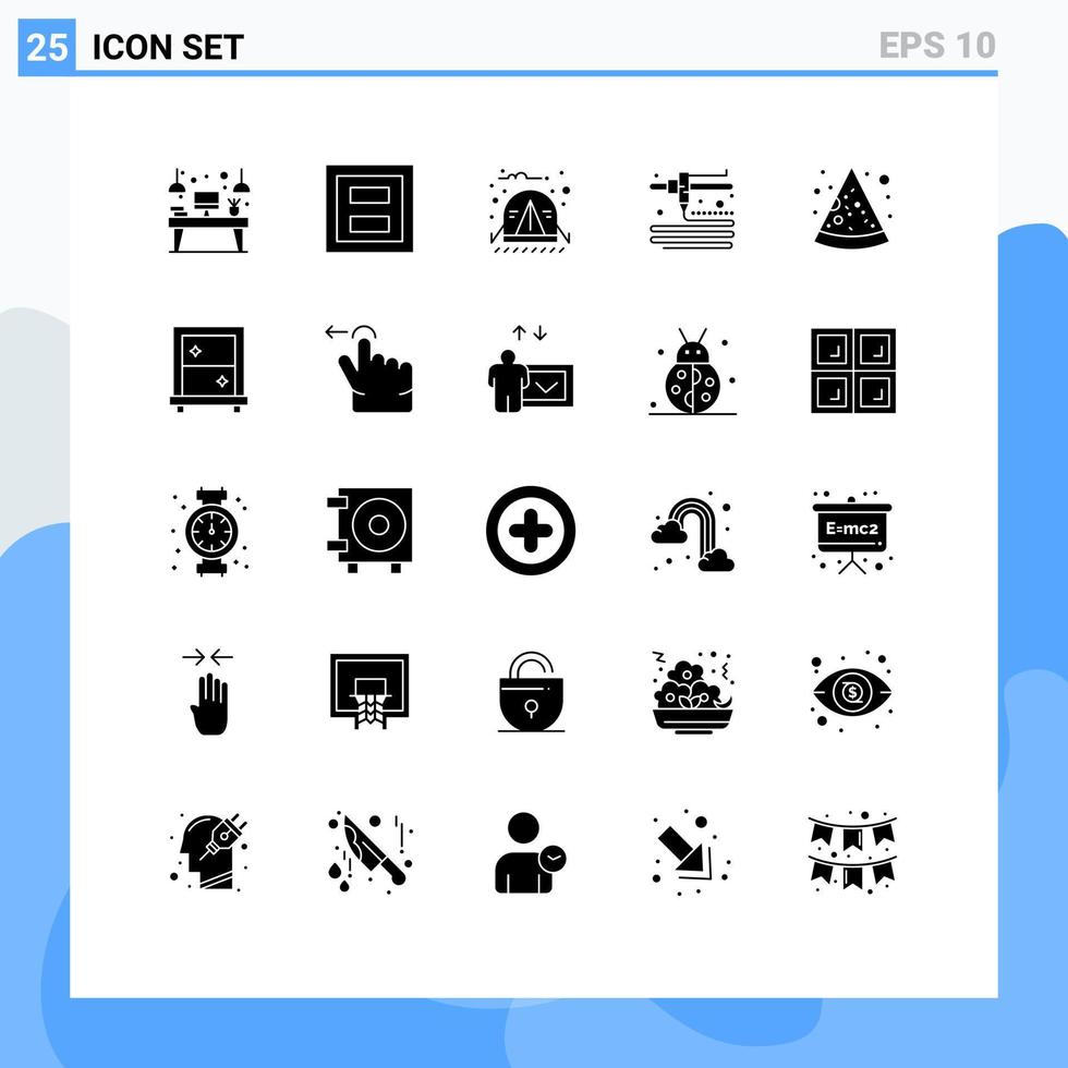 25 universell fast glyfer uppsättning för webb och mobil tillämpningar mat utskrift sektion modellering resa redigerbar vektor design element