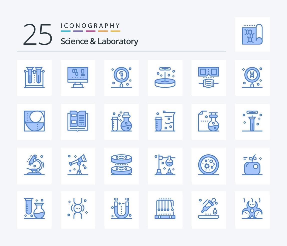 vetenskap 25 blå Färg ikon packa Inklusive vetenskap. utbildning. vetenskap. biologi. laboratorium vektor