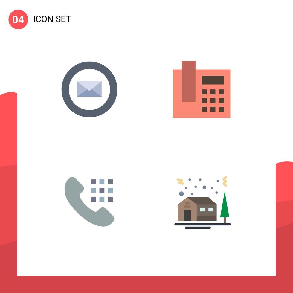 uppsättning av 4 kommersiell platt ikoner packa för post nycklar telefon ring upp jul redigerbar vektor design element