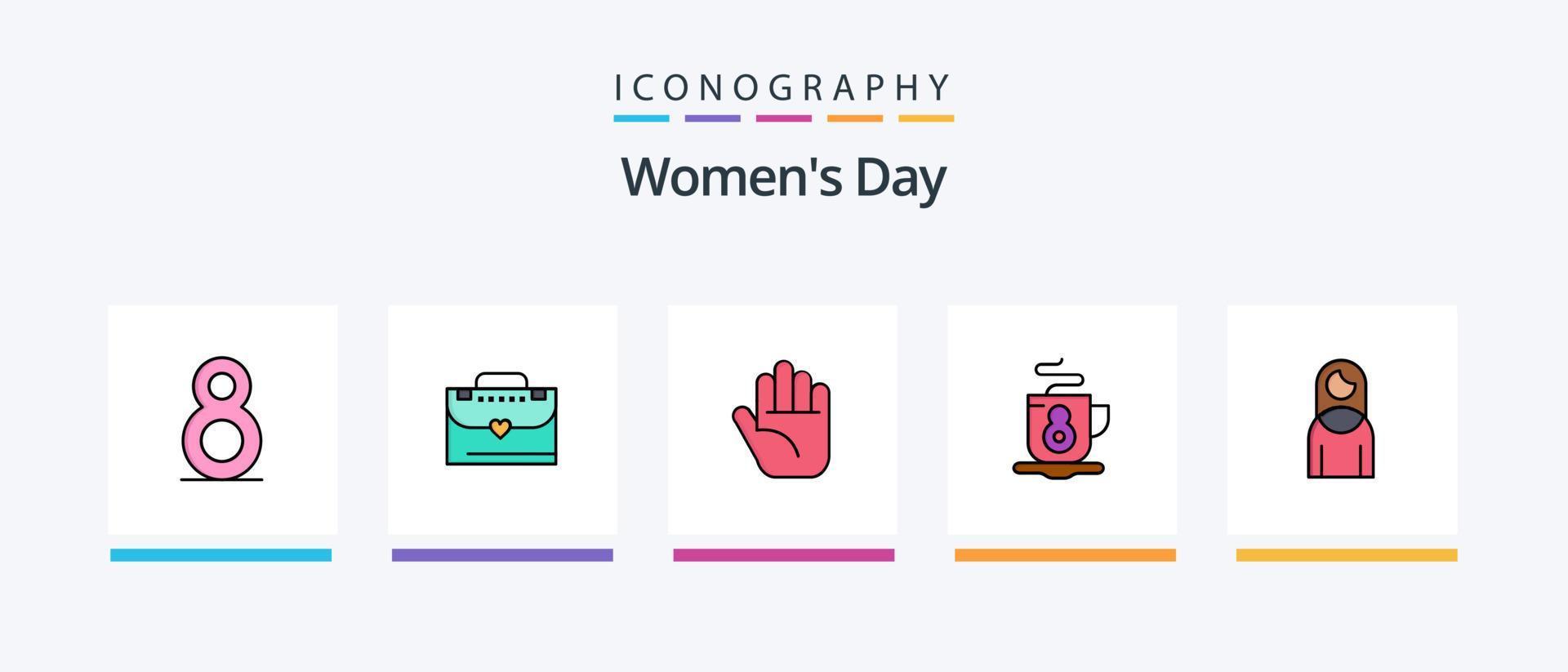 Womens Day Line gefüllt 5 Icon Pack einschließlich Geschlecht. bilden. Lippenstift. Frau. kreatives Symboldesign vektor