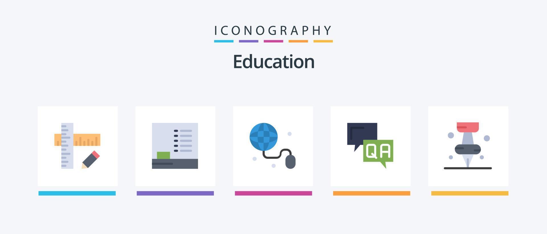 utbildning platt 5 ikon packa Inklusive utbildning. information. utbildning. hjälp. svar. kreativ ikoner design vektor