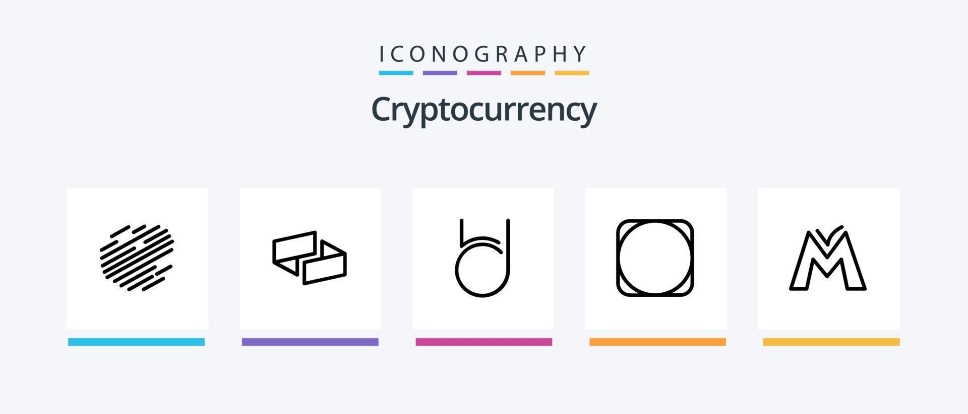 Symbolpaket für Kryptowährungslinie 5 einschließlich Blockchain. Kryptowährung. Faktor. Krypto. Mona-Münze. kreatives Symboldesign vektor