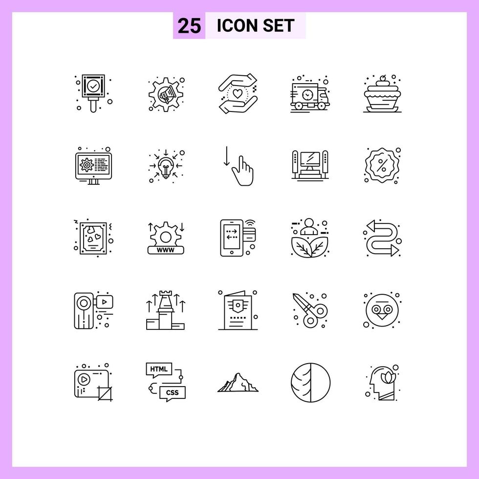25 kreativ ikoner modern tecken och symboler av ljus bageri företag lastbil tid redigerbar vektor design element