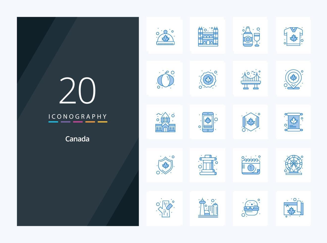 20 kanada blå Färg ikon för presentation vektor