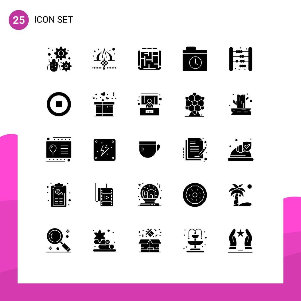 universell ikon symboler grupp av 25 modern fast glyfer av bebis mapp band säkerhetskopiering byggnad redigerbar vektor design element