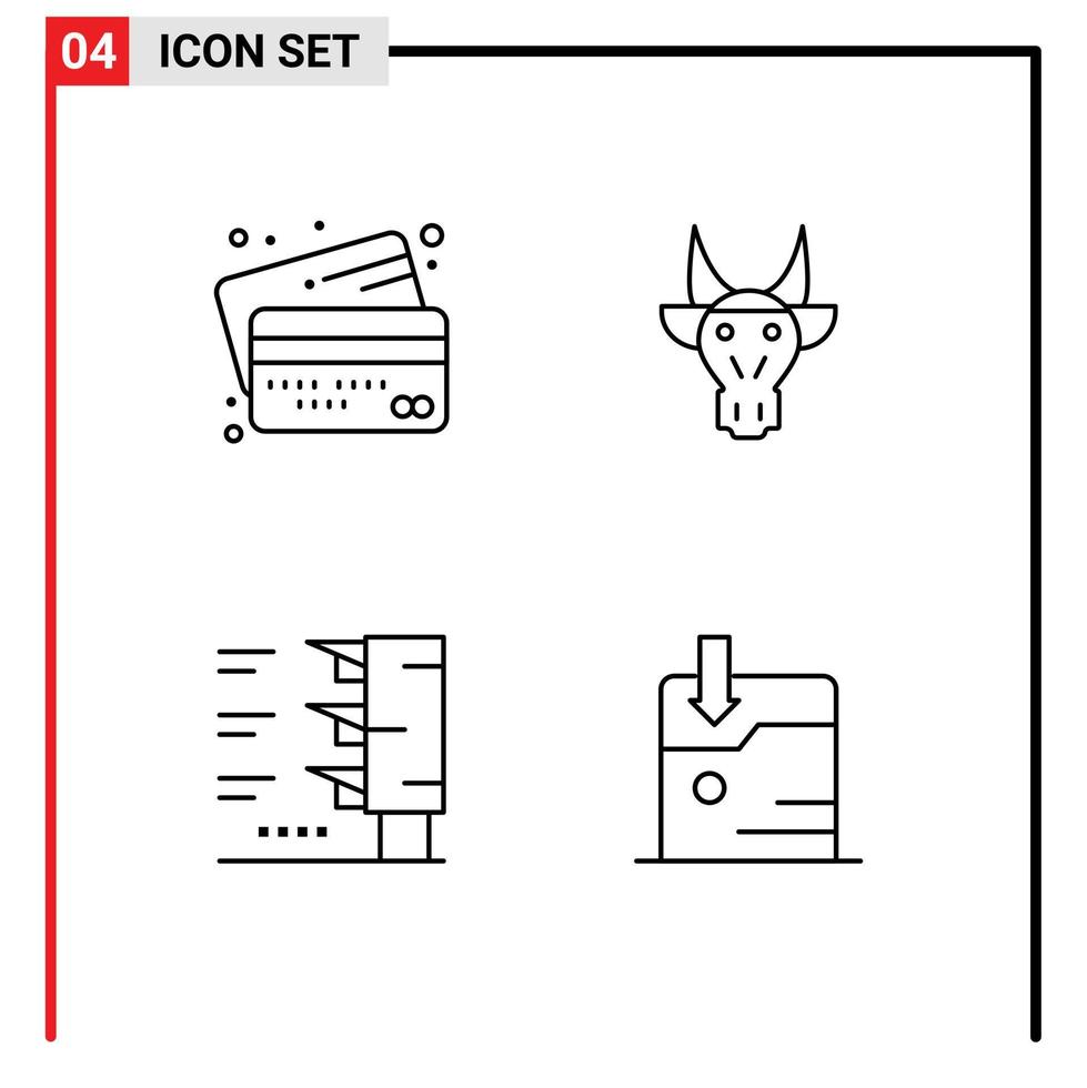 universell ikon symboler grupp av 4 modern fylld linje platt färger av bank skalle pengar djur trafik ljus redigerbar vektor design element