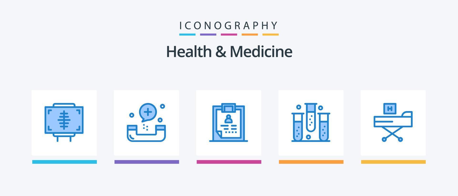 hälsa och medicin blå 5 ikon packa Inklusive kondition. blod. kondition. patient. hälsa. kreativ ikoner design vektor