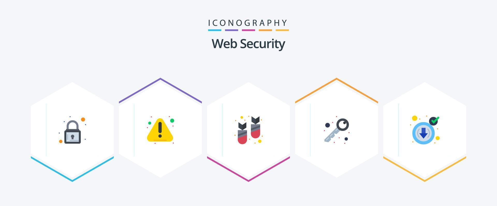 Web Security 25 Flat Icon Pack inklusive Download. Cyber. Bombe. überprüfen. offen vektor