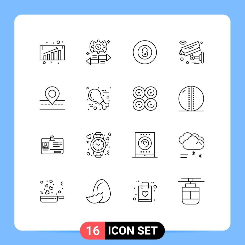 översikt packa av 16 universell symboler av väg säkerhet boll iot kamera redigerbar vektor design element