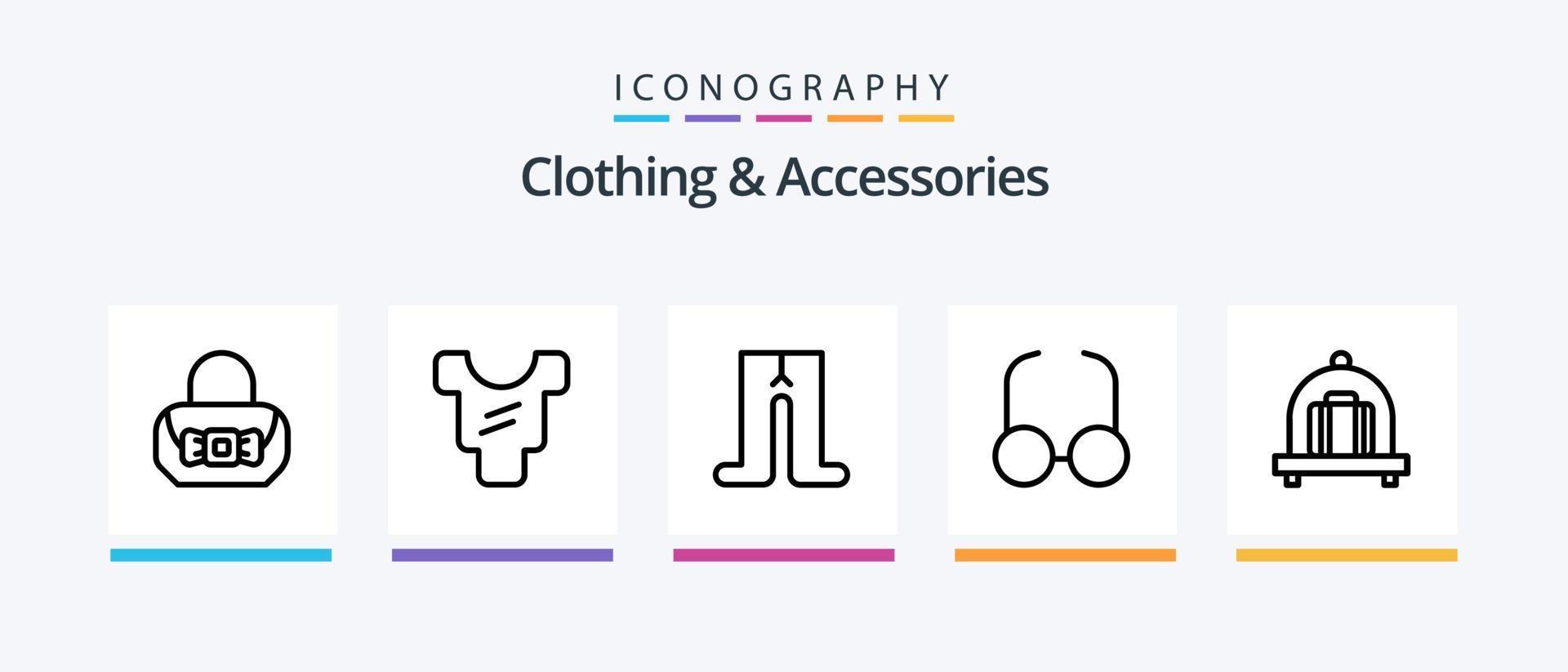 Kläder och Tillbehör linje 5 ikon packa Inklusive . rosett. . kreativ ikoner design vektor