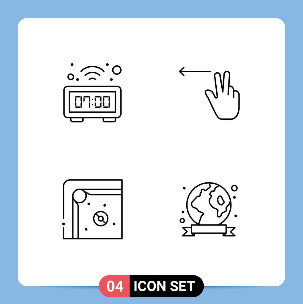 universelle Symbolsymbole Gruppe von 4 modernen gefüllten flachen Farben der Uhr Spieluhr linkes Abzeichen editierbare Vektordesign-Elemente vektor