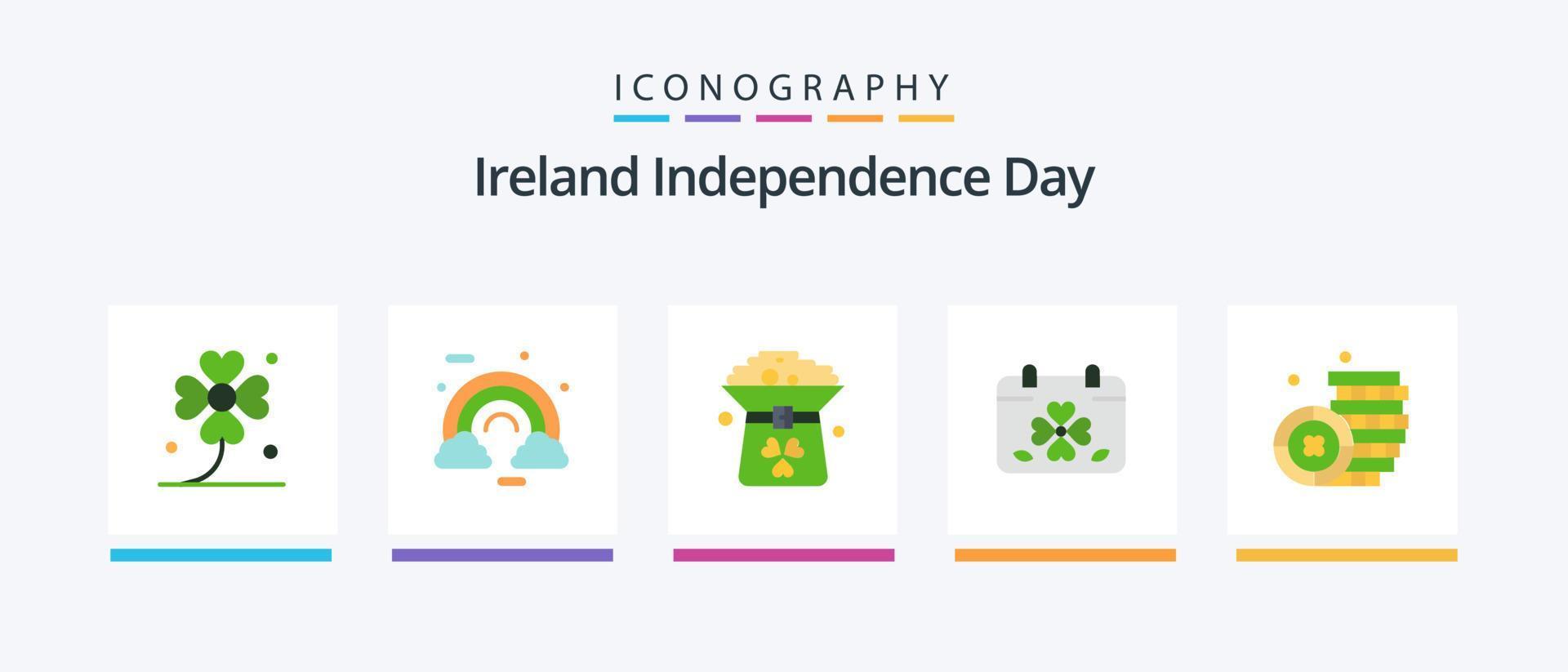 irland oberoende dag platt 5 ikon packa Inklusive dag. kalender. irland. i. grön. kreativ ikoner design vektor