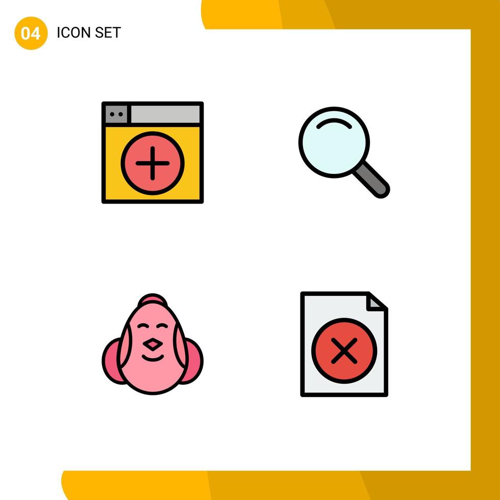 editierbares Vektorlinienpaket mit 4 einfachen gefüllten flachen Farben von Hähnchengrafiken hinzufügen Suche Baby editierbare Vektordesign-Elemente vektor