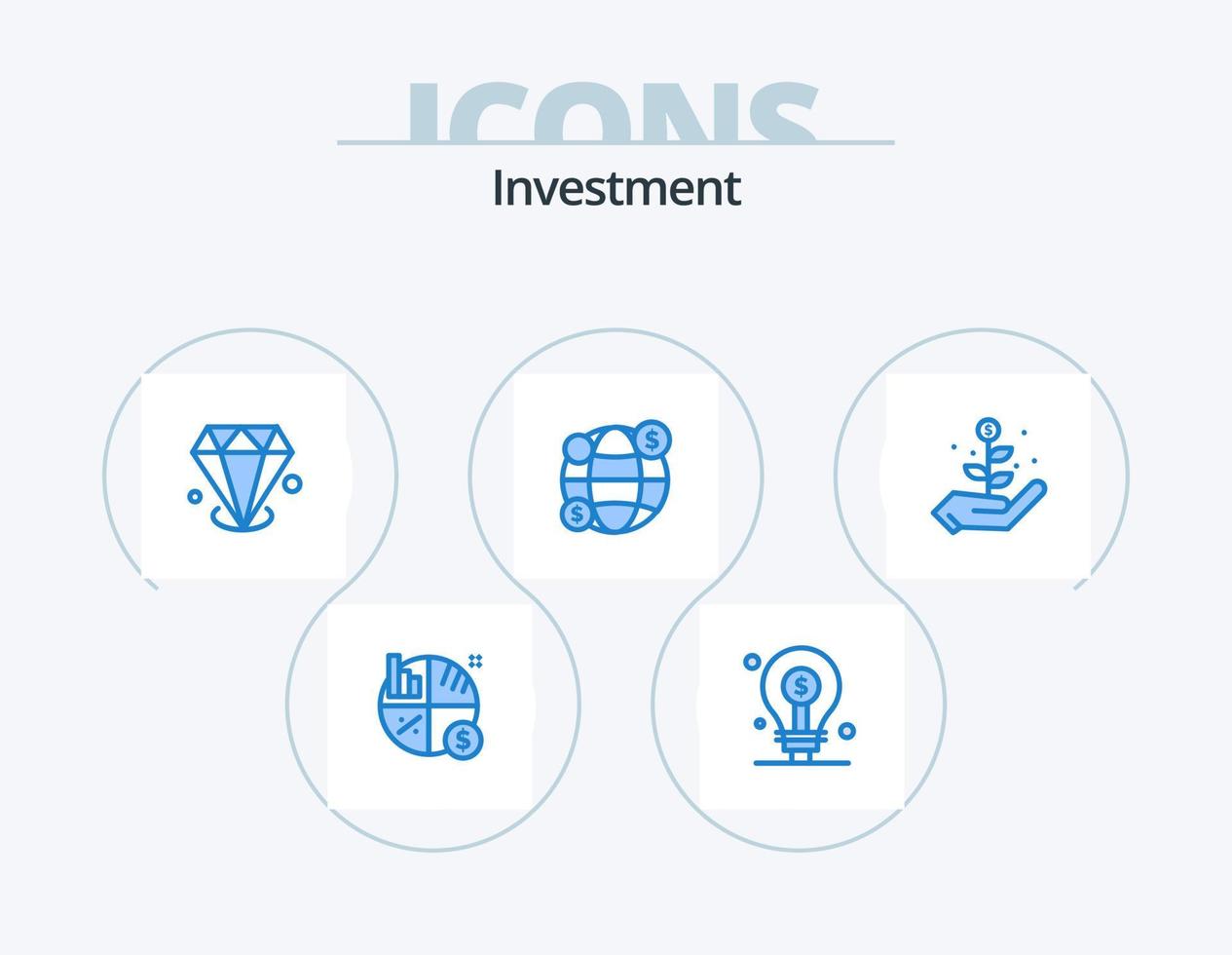 investering blå ikon packa 5 ikon design. investering. pengar. investering. investering. Smycken vektor