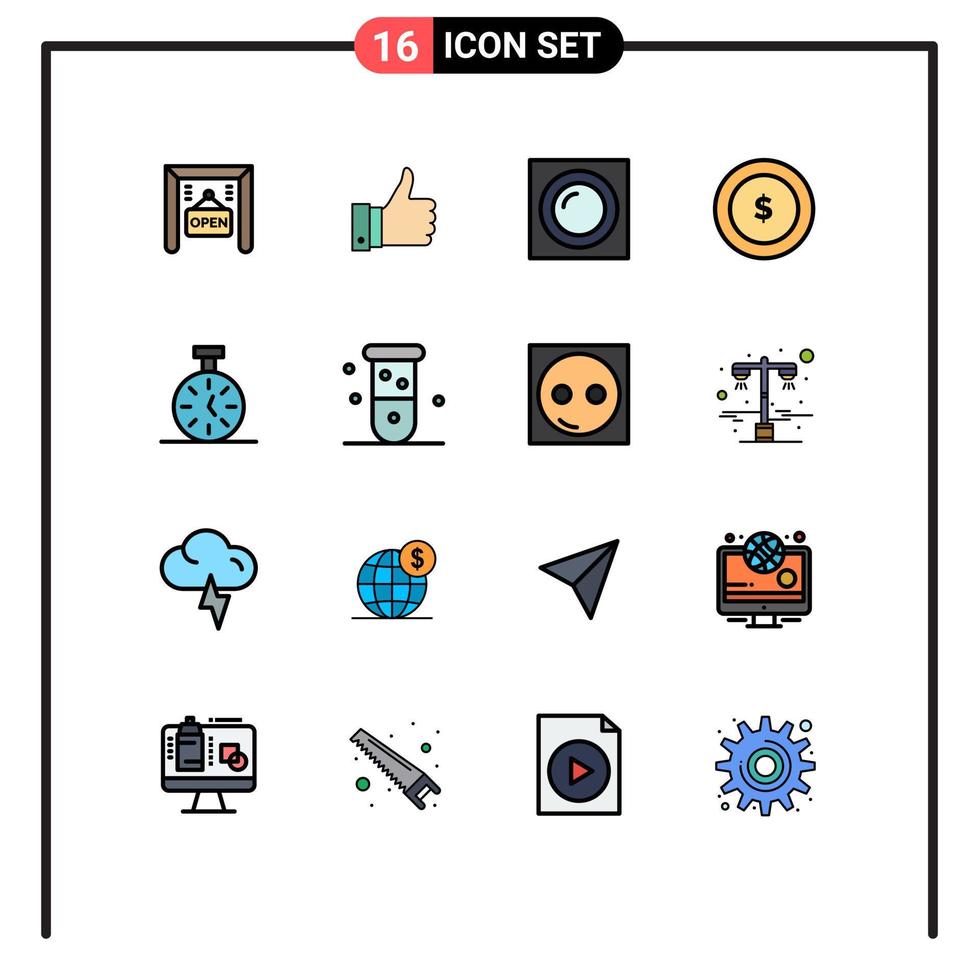 16 kreativ ikoner modern tecken och symboler av räkna tid lampa stoppur dollar redigerbar kreativ vektor design element