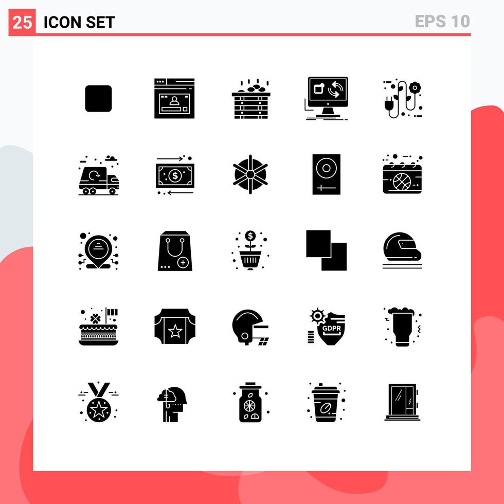 packa av 25 modern fast glyfer tecken och symboler för webb skriva ut media sådan som ekologi synkronisera spa Installera app redigerbar vektor design element