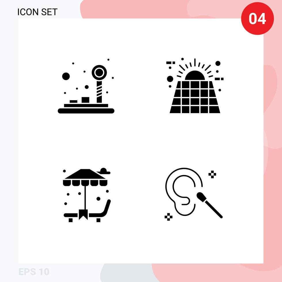 thematische Vektor solide Glyphen und editierbare Symbole der Steuersonnenliege Joystick Solargarten editierbare Vektordesign-Elemente