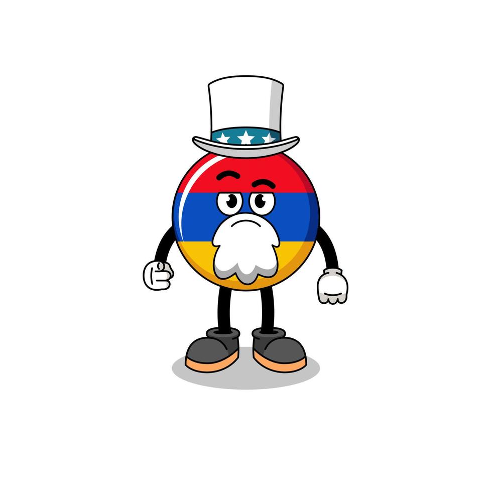 illustration der armenischen flagge cartoon mit ich will dich geste vektor