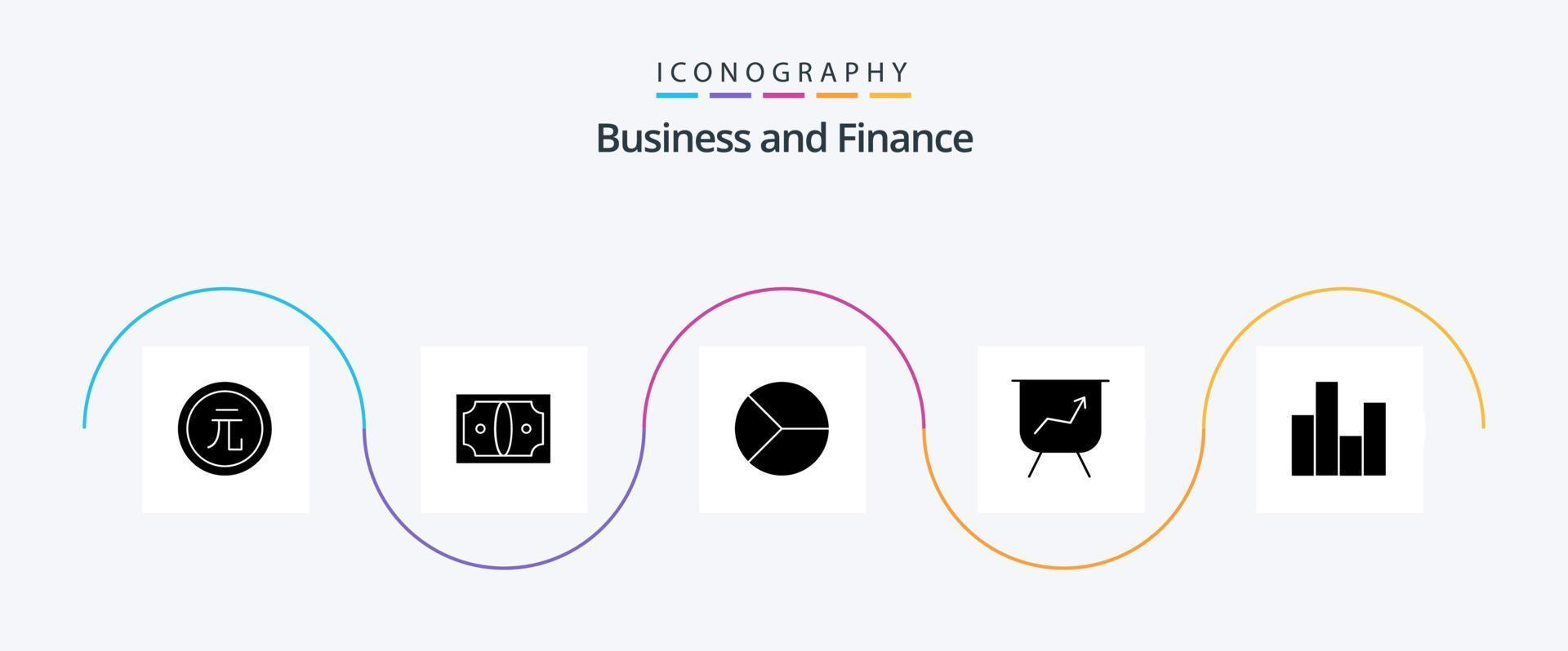 Finance Glyph 5 Icon Pack inklusive Business. Leistung. Geld. Planke. grafisch vektor