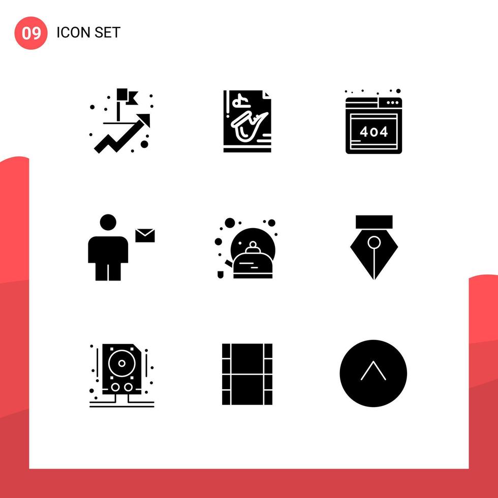 användare gränssnitt packa av 9 grundläggande fast glyfer av pott brev browser mänsklig kropp redigerbar vektor design element