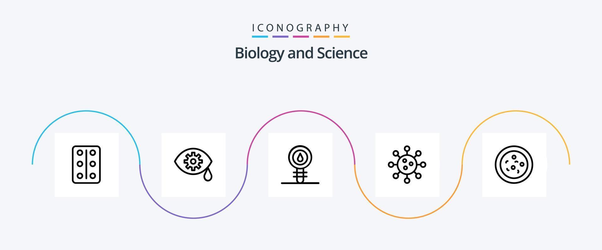 biologi linje 5 ikon packa Inklusive manlig. ove. cell. biologi vektor