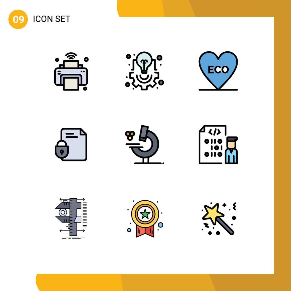 Satz von 9 Vektor-Filledline-Flachfarben auf Raster für Sicherheitsdokument-Lichtdatei Liebe editierbare Vektordesign-Elemente vektor