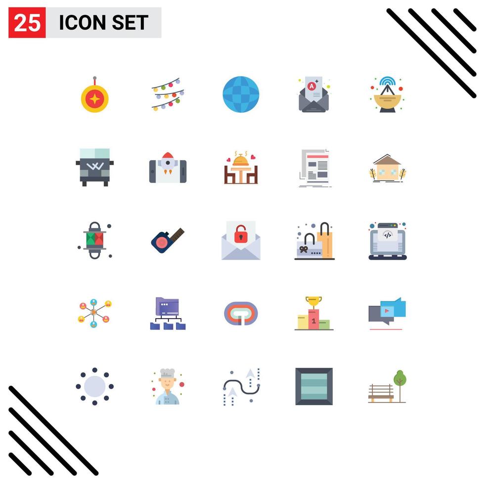 packa av 25 modern platt färger tecken och symboler för webb skriva ut media sådan som antenn nyhetsbrev celebtare post Sök redigerbar vektor design element
