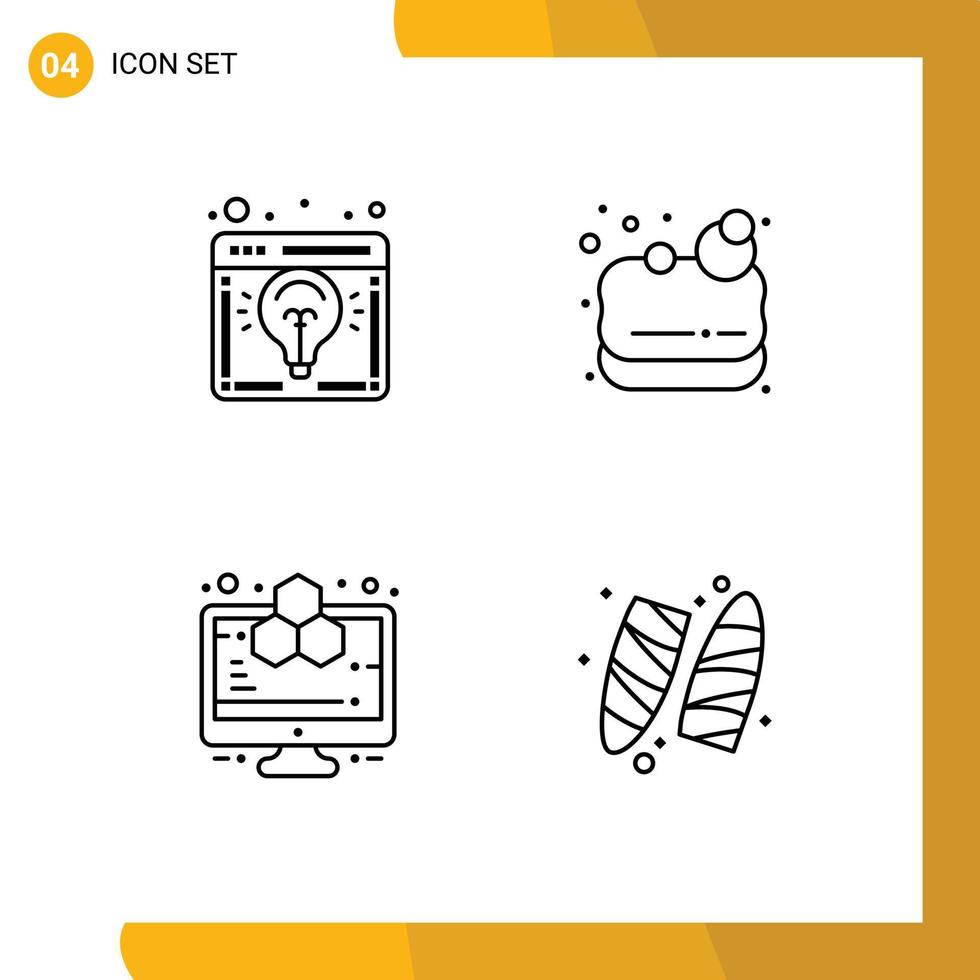 4 universell linje tecken symboler av browser dator lansera bastu studie redigerbar vektor design element
