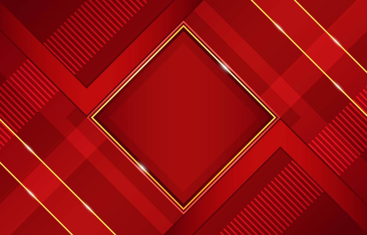 geometrisk röd med guldhöjdpunkter och diagonal formkomposition vektor