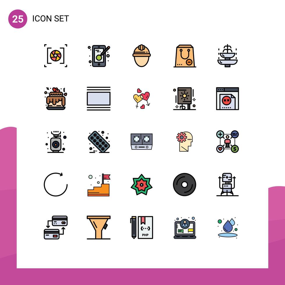 piktogram uppsättning av 25 enkel fylld linje platt färger av inköp minus- keps e arbetskraft redigerbar vektor design element