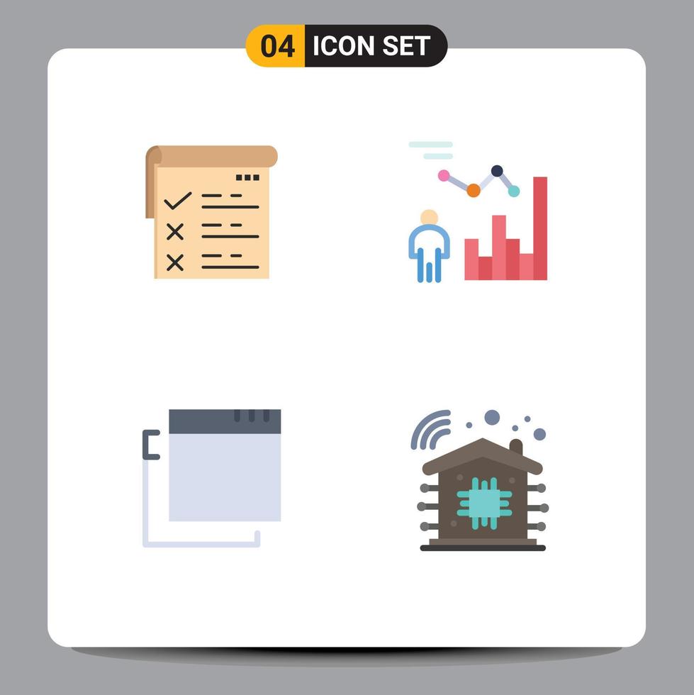 modern uppsättning av 4 platt ikoner pictograph av checklista appar qa effektivitet intelligent redigerbar vektor design element