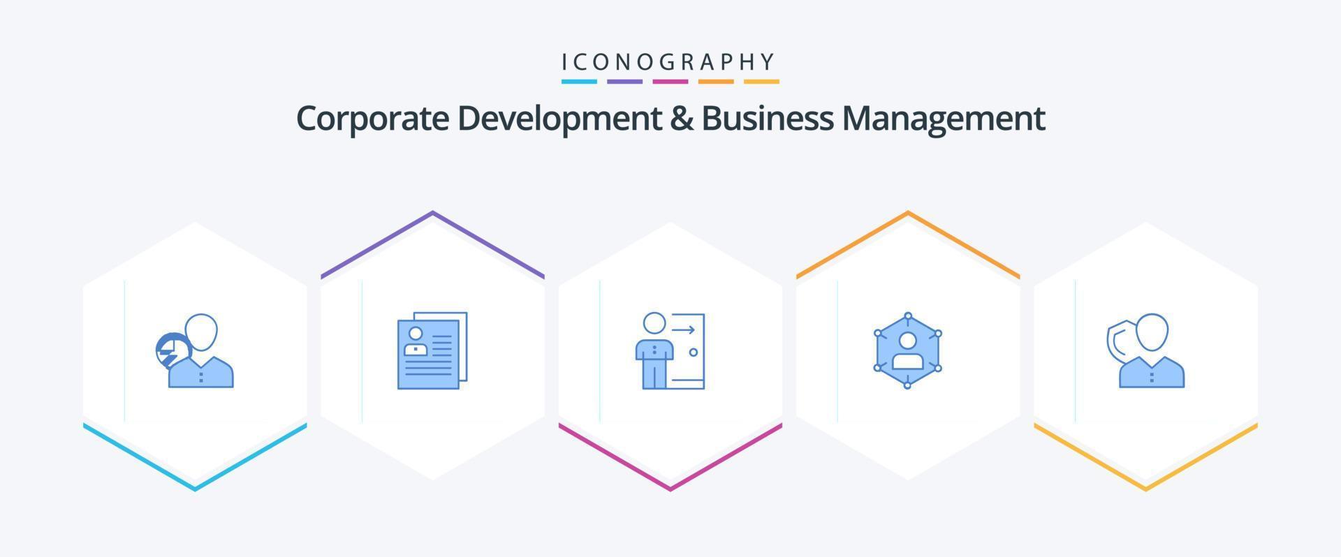 företags- utveckling och företag förvaltning 25 blå ikon packa Inklusive permittering. utgång. handla om. anställd. personlig vektor