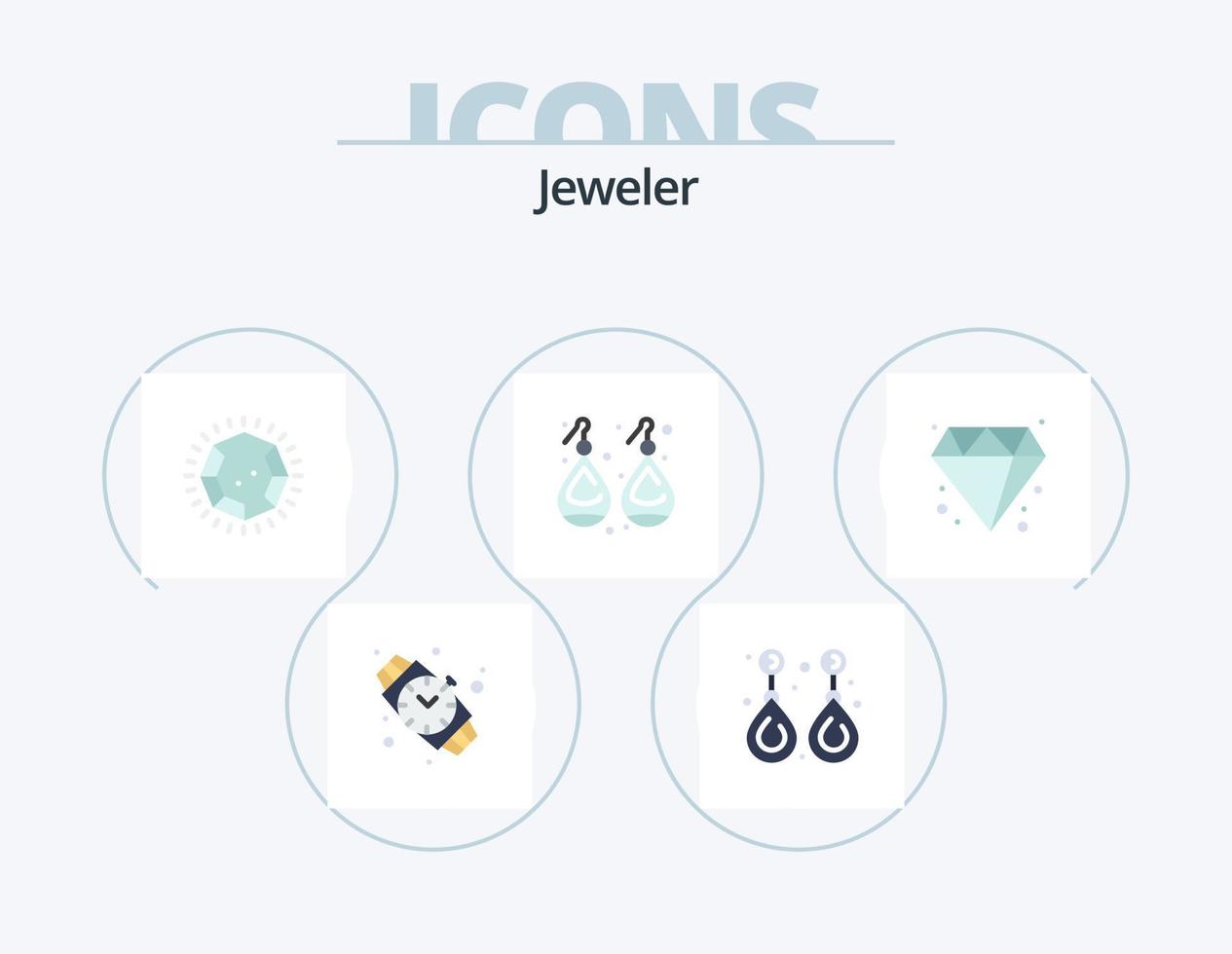 Schmuck Flat Icon Pack 5 Icon Design. Schmuck. Silber. Diamant. Schmuck. Ohrstöpsel vektor