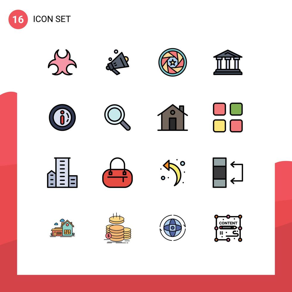 16 kreativ ikoner modern tecken och symboler av e-handel domstol filma finansiera Bank redigerbar kreativ vektor design element