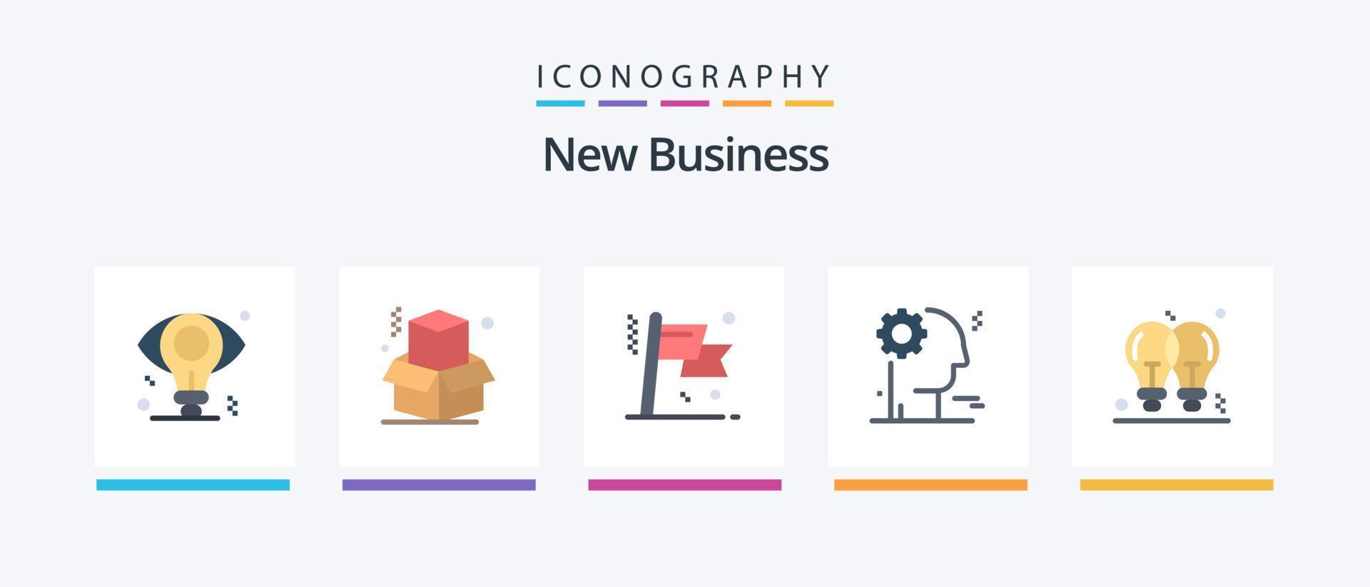 ny företag platt 5 ikon packa Inklusive ljus Glödlampa. aning. företag. Glödlampa. redskap. kreativ ikoner design vektor