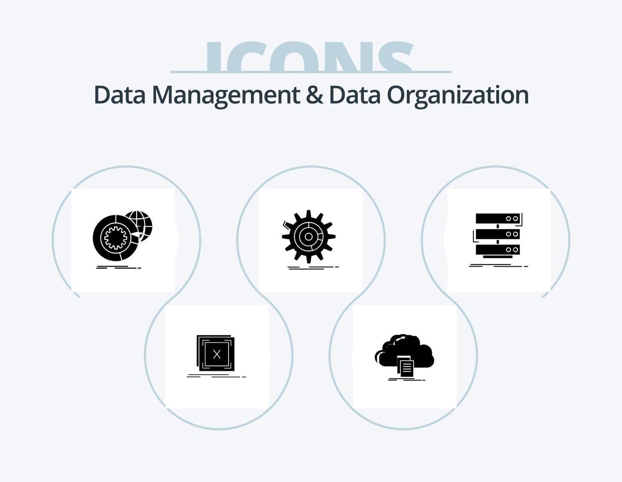 data förvaltning och data organisation glyf ikon packa 5 ikon design. förvaltning. miljö. fil. tjänster. analys vektor