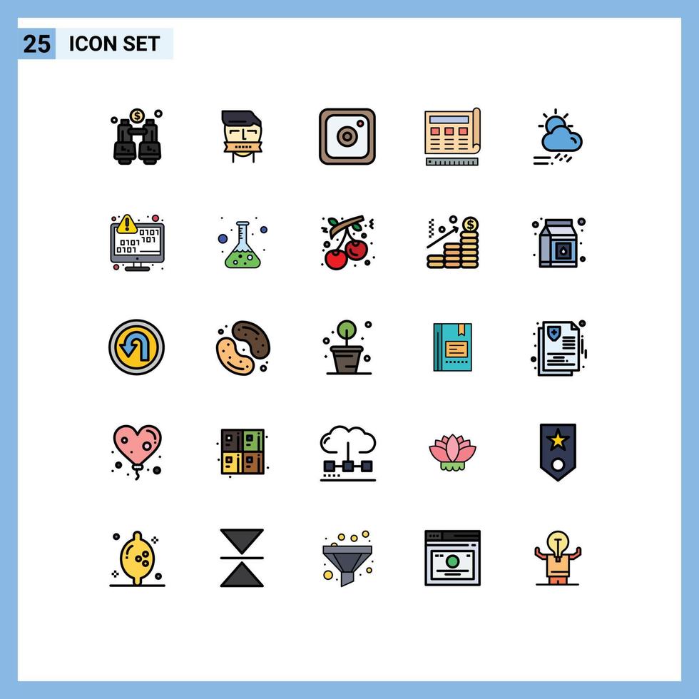 uppsättning av 25 modern ui ikoner symboler tecken för moln hemsida terrorism skriva ut plan redigerbar vektor design element
