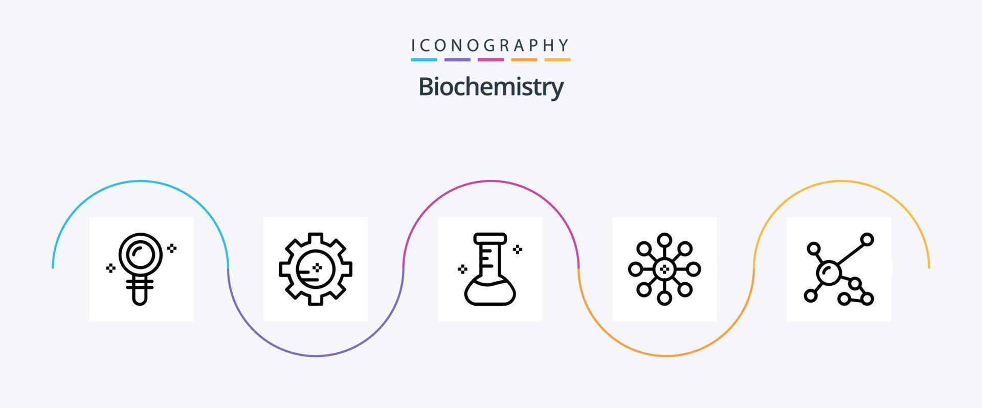 biokemi linje 5 ikon packa Inklusive dna. biokemi. flaska. atom. cell vektor